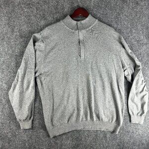Clique Sweater Mens Large Gray   Cotton 1/4 Zip Pullover Ribbed Hem Cuffs